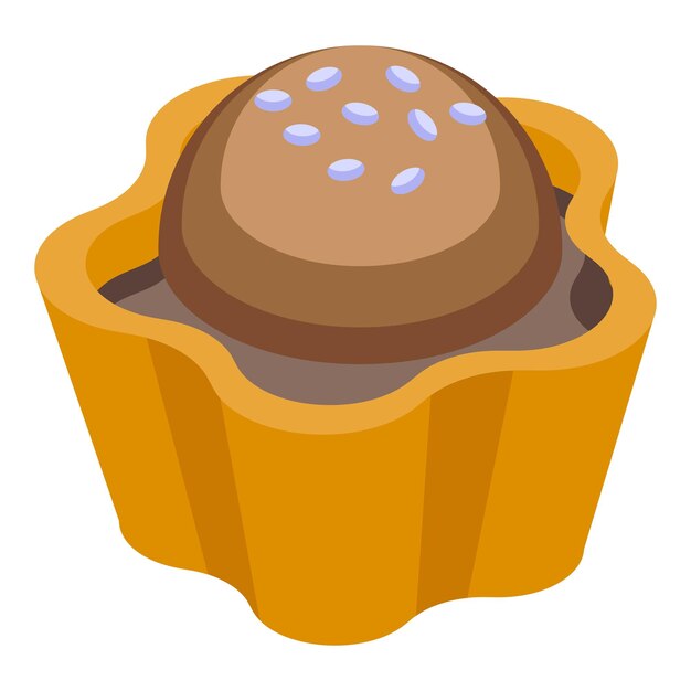 Icono de cupcake de caramelo vector isométrico Festival de chocolate Celebrar cumpleaños