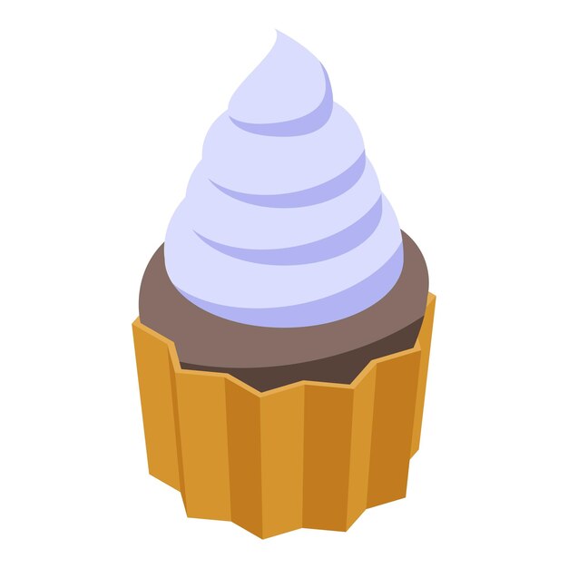 Icono de cupcake crema Isométrico de icono de vector de cupcake crema para diseño web aislado sobre fondo blanco