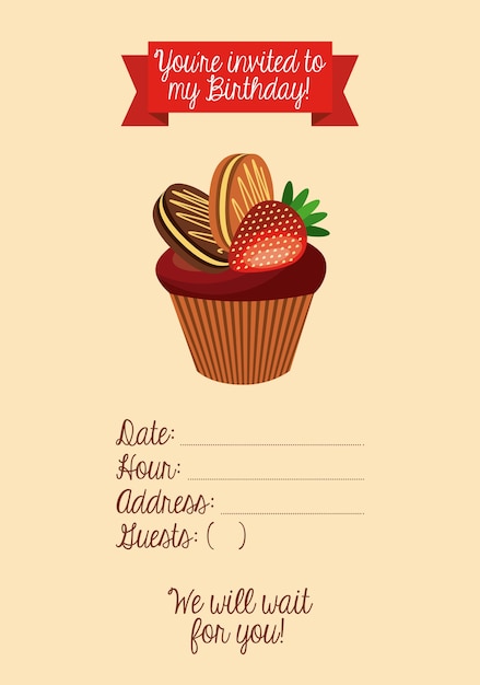 Icono de Cupcake. Diseño feliz cumpleaños Gráfico vectorial.