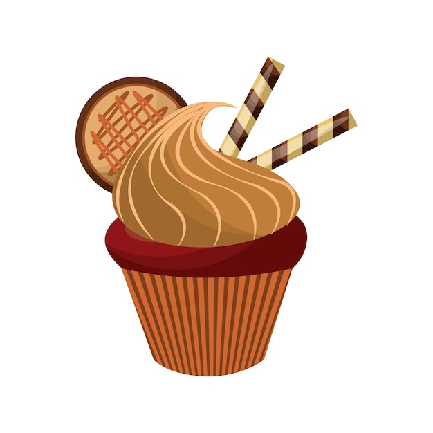 Icono de Cupcake. Diseño de panadería Gráfico vectorial