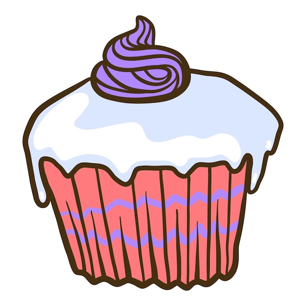 Icono de cupcake dulce Ilustración dibujada a mano de icono de vector de cupcake dulce para diseño web