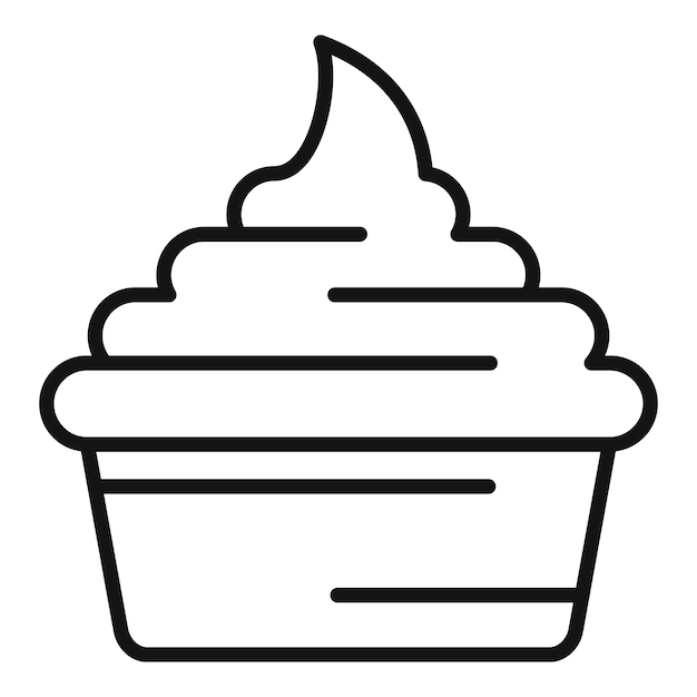 Icono de cupcake de leche Icono de vector de cupcake de leche de esquema para diseño web aislado sobre fondo blanco