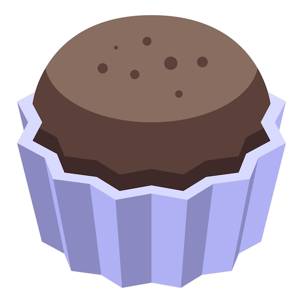 Icono de cupcake de pasta de chocolate Isométrico de icono de vector de cupcake de pasta de chocolate para diseño web aislado sobre fondo blanco