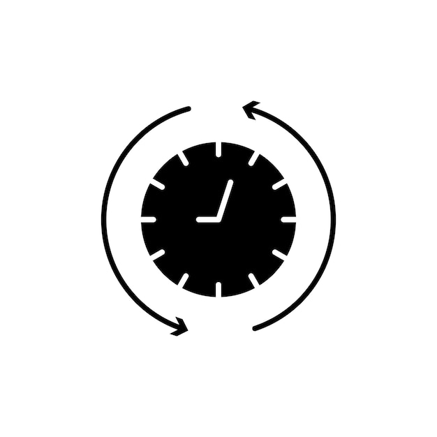 Icono del curso del tiempo Establezca el símbolo vectorial de la cuenta atrás del reloj del tiempo en un estilo de relleno y delineado en negro Signo de pasaje de momentos
