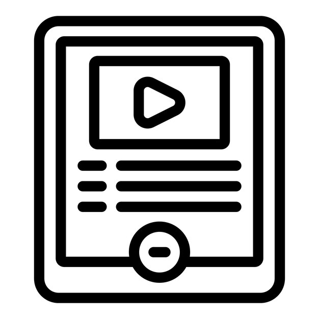 Icono de curso de vídeo esquema vector Seminario de formación Aprender escuela