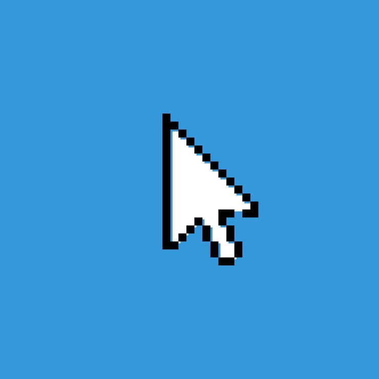 Vector icono del cursor cursor de píxeles puntero de computadora flecha negra ilustración vectorial diseño plano