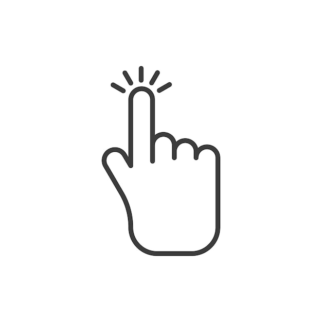 El icono del cursor se establece con el ratón, se hace clic con la flecha, el símbolo del vector, el puntero de la computadora, el signo en negro, el estilo relleno y delineado.