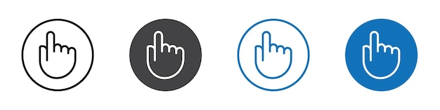 Icono del cursor de la mano aislado en el conjunto de vectores de fondo blanco