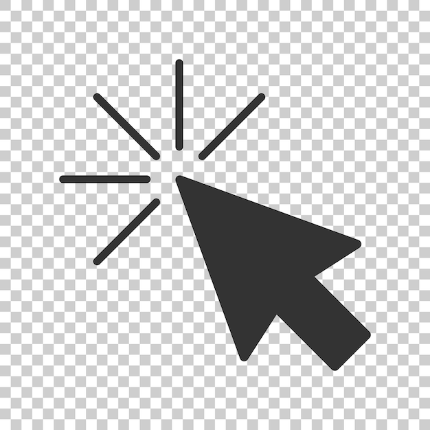 El icono del cursor del ratón de la computadora en estilo plano Ilustración vectorial del cursor de la flecha en un fondo aislado El concepto de negocio del objetivo del ratón