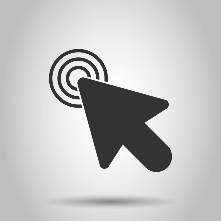 Vector icono del cursor del ratón de la computadora en estilo plano ilustración vectorial del cursor de la flecha en fondo blanco concepto de negocio del objetivo del ratón