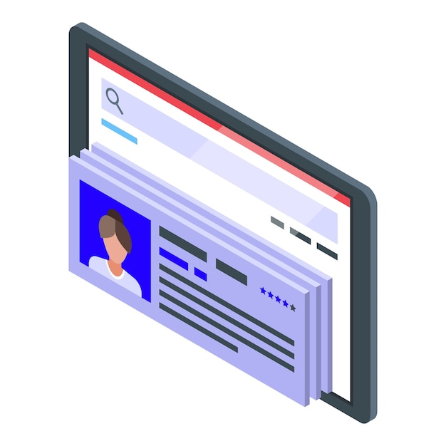 Icono de cv de candidato en línea Isométrico del icono de vector de cv de candidato en línea para diseño web aislado sobre fondo blanco