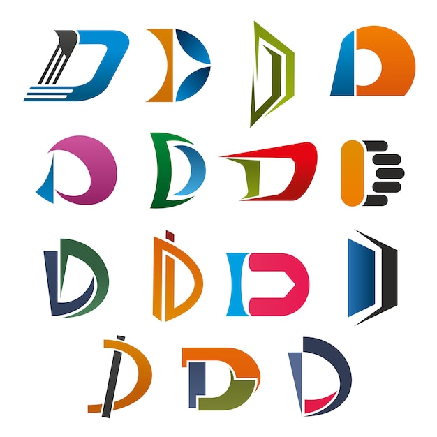 Icono D de fuente de letra abstracta para diseño de negocios