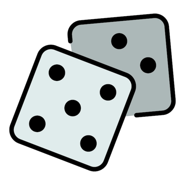El icono de los dados de casino Contorno del icono del vector de los dados del casino Color plano aislado