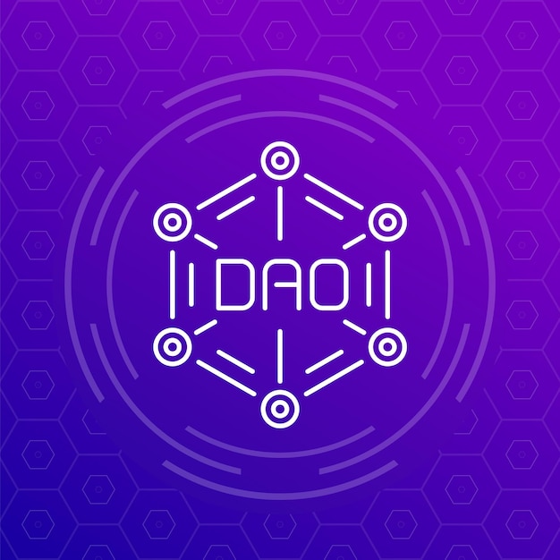 icono DAO, organización autónoma descentralizada, diseño vectorial de líneas