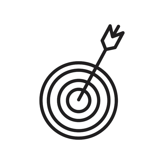 Icono de dardos Ilustración de línea delgada plana vectorial