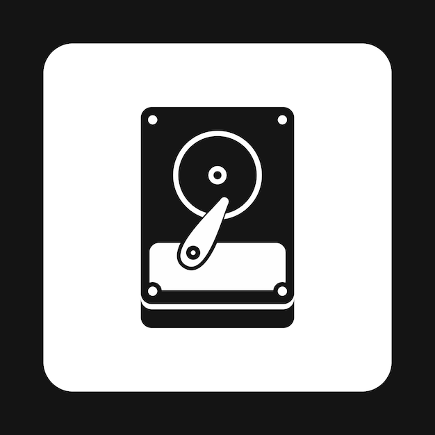 Icono de datos de disco duro en estilo simple aislado en fondo blanco Trabajo con archivos símbolo