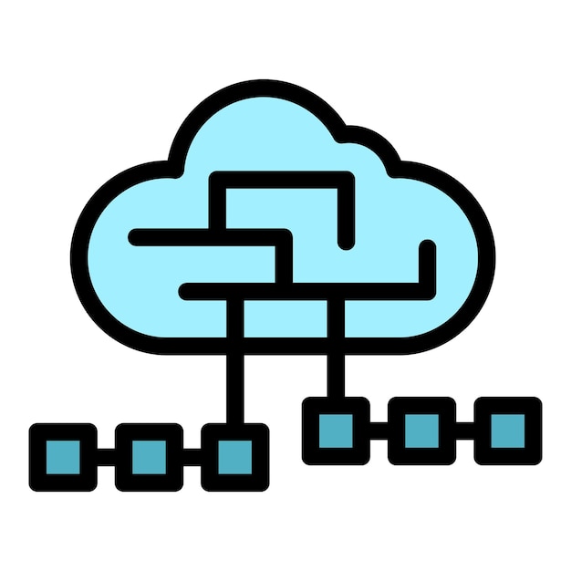 Icono de datos de la nube del cliente Contorno de los datos del cliente del vector del icono del color plano aislado