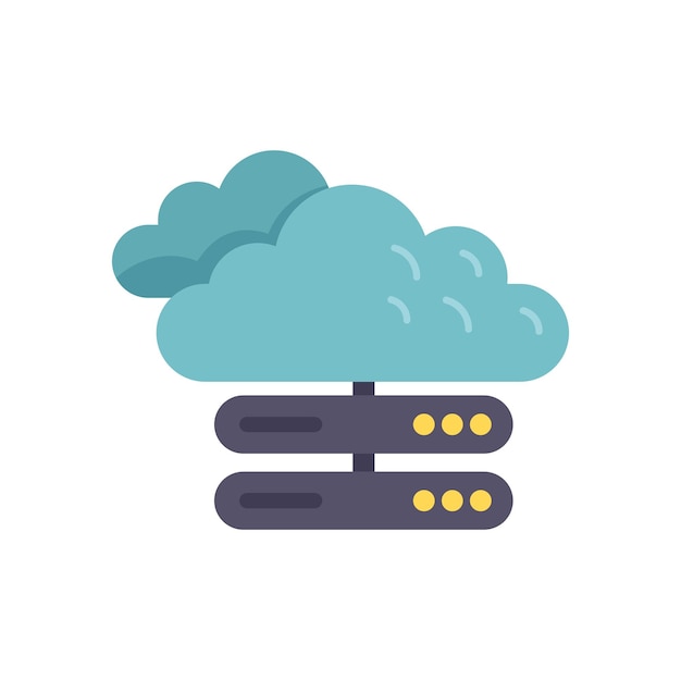Icono de datos en la nube vector plano Base de datos CRM Consumidor de software aislado