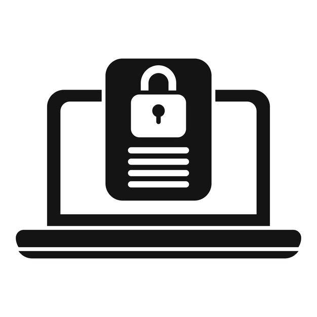 Ícono de datos de privacidad de portátil vector simple Uso personal