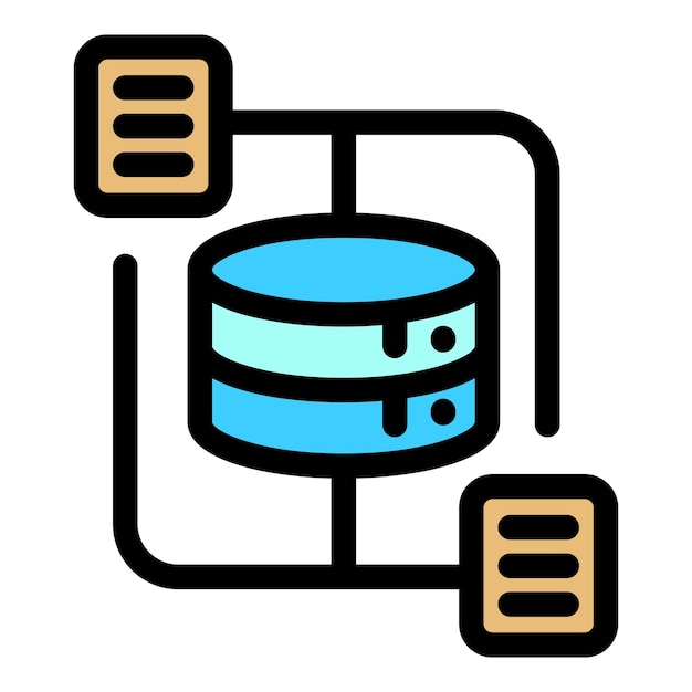 Icono de datos de servidor de archivos Esbozo Icono vectorial de datos de servidores de archivos para diseño web aislado en fondo blanco color plano