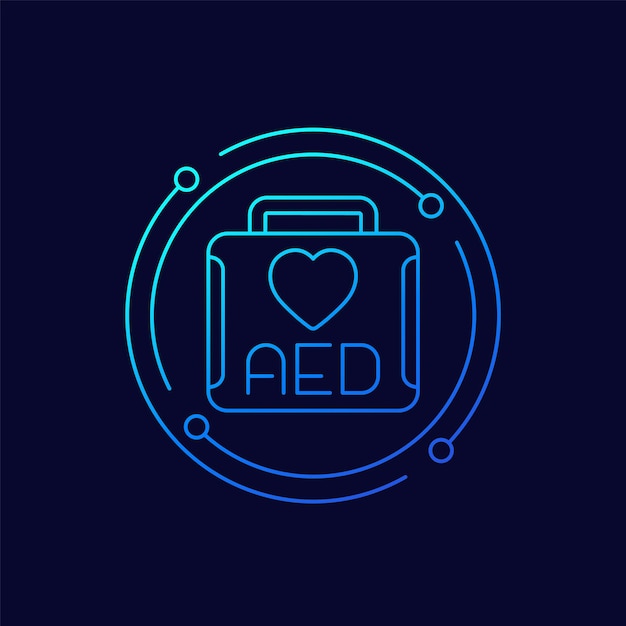 Icono de DEA vector de línea de desfibrilador externo automatizado