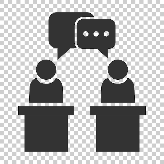 Icono de debate político en estilo plano Debates presidenciales Ilustración vectorial en un fondo aislado Discusión de empresarios Concepto de negocio