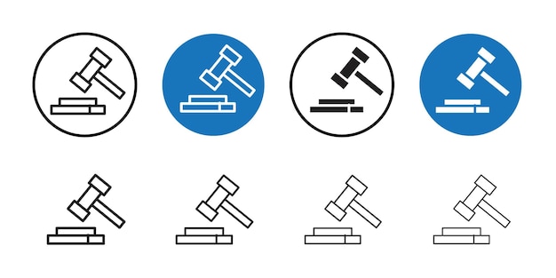 Icono de la decisión de la corte Colección de arte de línea delgada