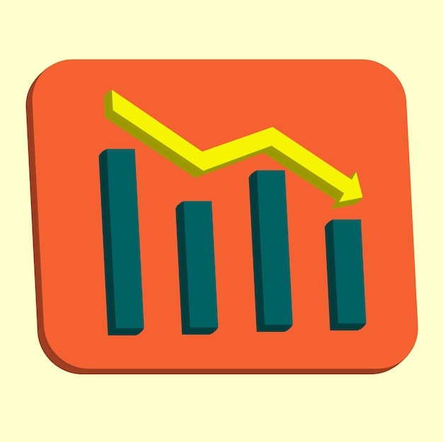 Icono de declive financiero del mercado de valores disminución de la inversión progreso del negocio de la empresa de ventas