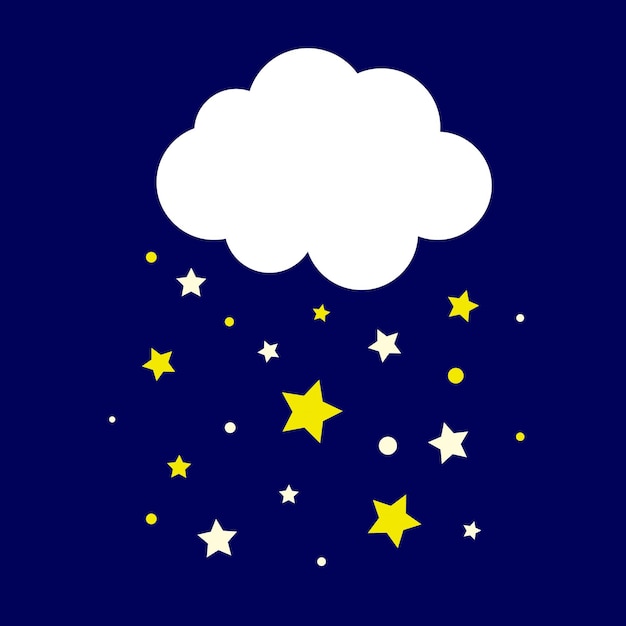 Vector icono de decoración de diseño de ilustración de vector de color plano de nube de estrellas