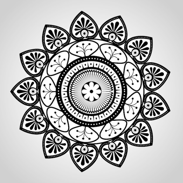 Icono de decoración monocromo mandala