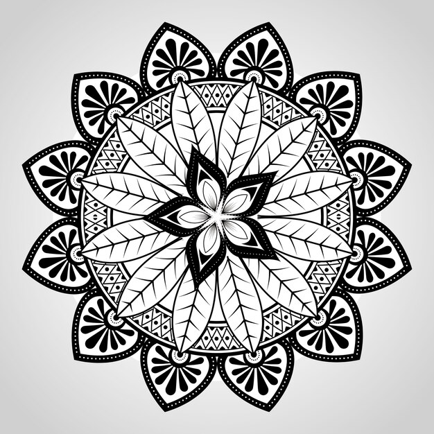 Icono de decoración monocromo mandala