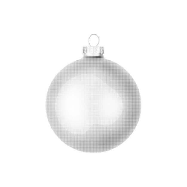 Icono de decoración navideña de medio tono en blanco Símbolos de bolas navideñas punteadas negras Ilustración vectorial