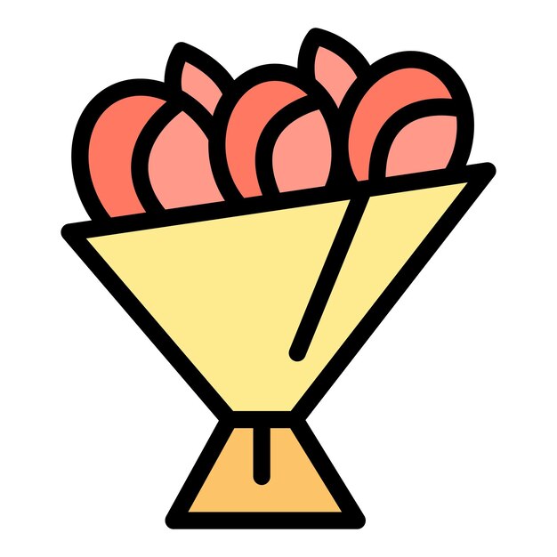 Icono de decoración de ramo de flores Contorno Icono de vector de decoración de ramo de flores para diseño web aislado en color plano de fondo blanco