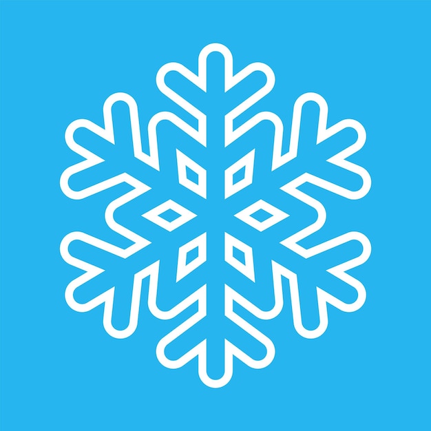 Icono decorativo blanco de copo de nieve en ilustración vectorial de fondo azul