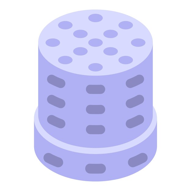 Icono de dedal de acero vector isométrico Tapa de protección de aguja Sastre de costura