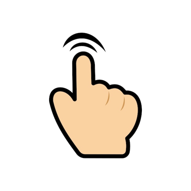 Icono del dedo apuntando hacia arriba El dedo toca una pantalla con efecto de tacto Elemento de diseño en forma de mano