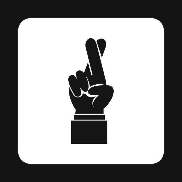 Icono de dedos cruzados en estilo simple en una ilustración de vector de fondo blanco