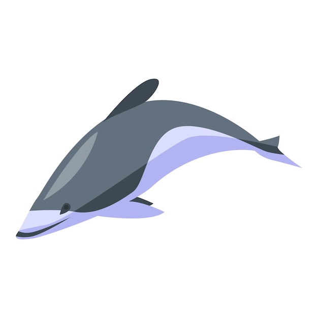 Icono de delfín gris blanco Isométrico del icono de vector de delfín gris blanco para diseño web aislado sobre fondo blanco
