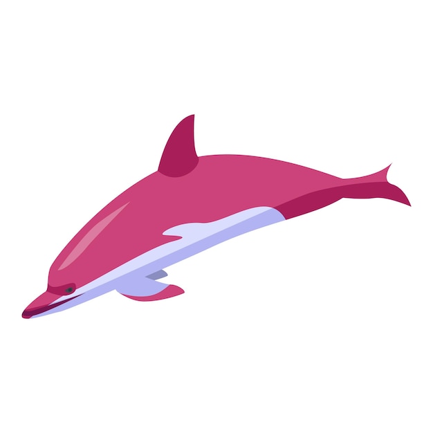 Icono de delfín rosado Isométrico del icono de vector de delfín rosado para diseño web aislado sobre fondo blanco