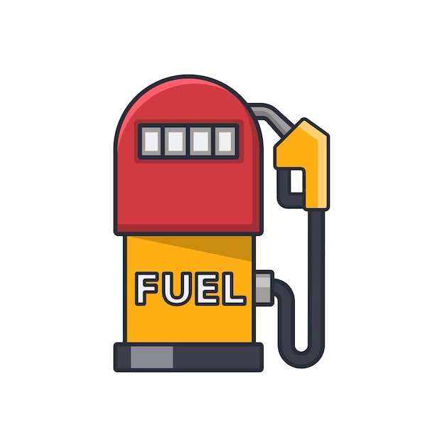 Vector icono delgado de color de colección de ilustración de vector de concepto de negocio de energía de gasolinera