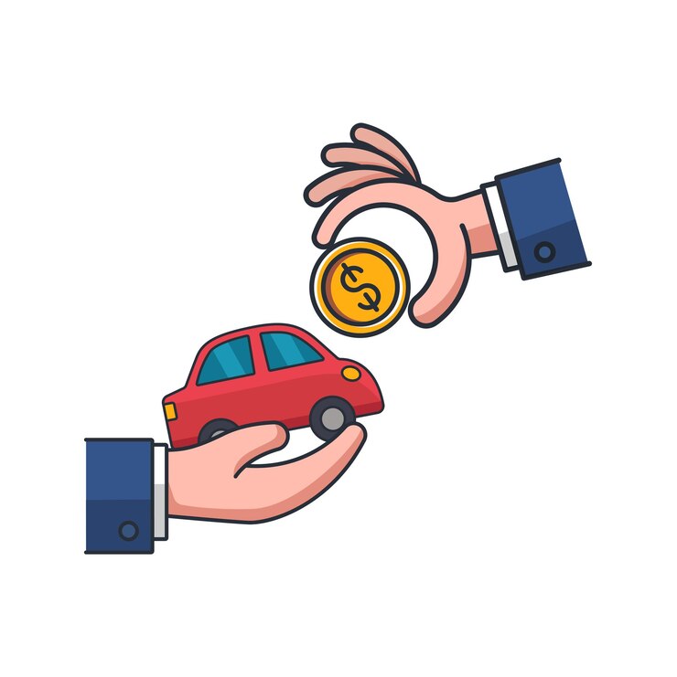 Vector icono delgado de color de colección de ilustración de vector de concepto de negocio y finanzas de comercio de automóviles