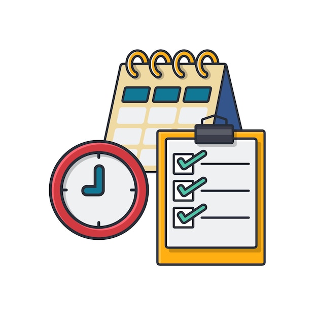 Icono delgado de color de colección de verificación de planificación de negocios y concepto de finanzas ilustración vectorial