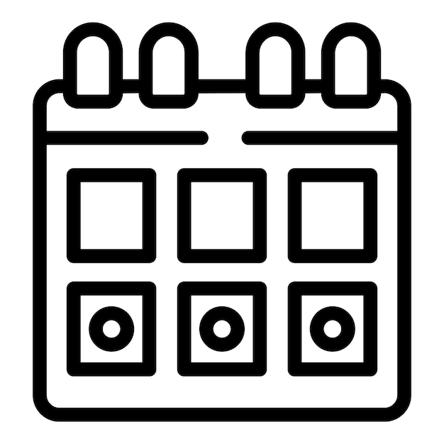 Icono delineado en negro de un calendario ideal para interfaces web y de aplicaciones