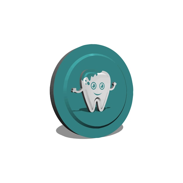 Icono dental 3D Ilustración de diseño de plantilla vectorial