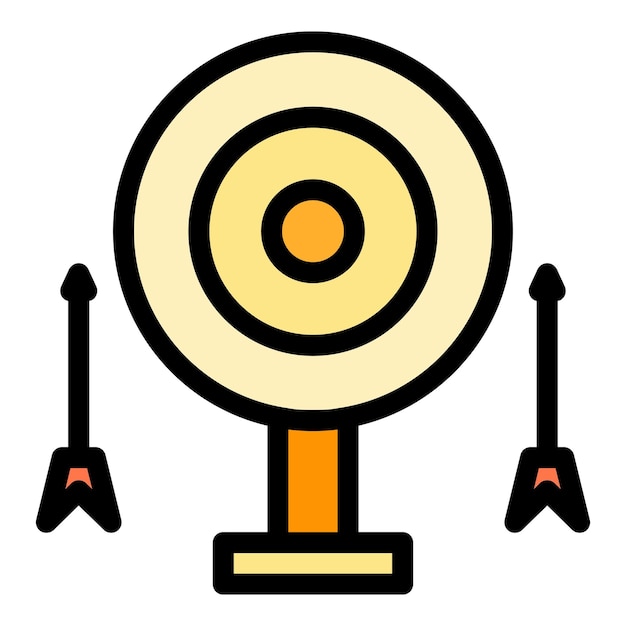 Icono de deporte de tiro con arco vector de contorno Flecha de arquero Color de arco de arquero plano
