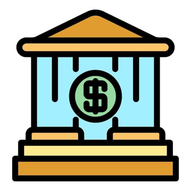 Icono de depósito de dinero bancario Contorno de depósito de dinero bancario vector icono color plano aislado