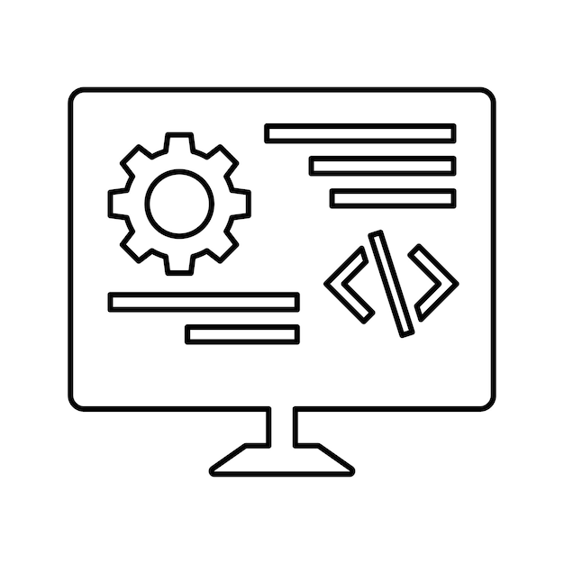 Icono de desarrollo web Diseño de esquema de línea