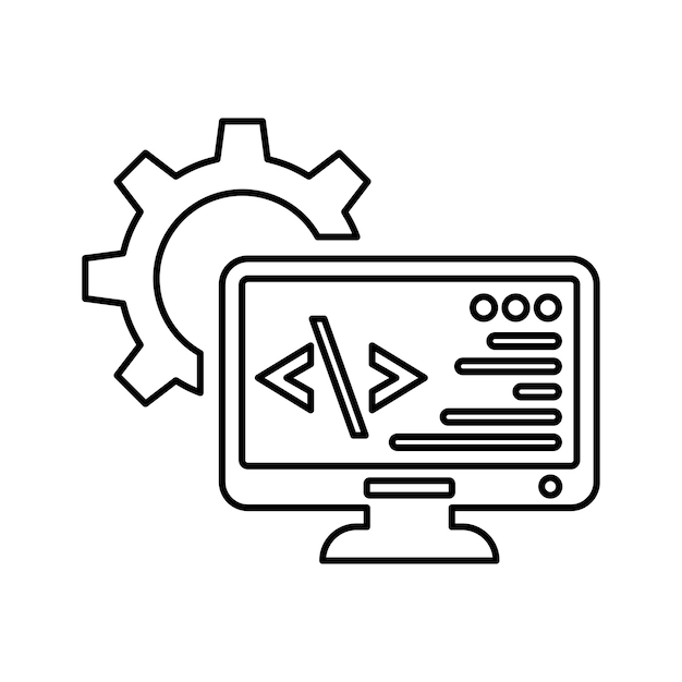 Icono de desarrollo web Diseño de esquema de línea