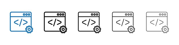 Icono de desarrollo web Logotipo vectorial de esquema para UI web