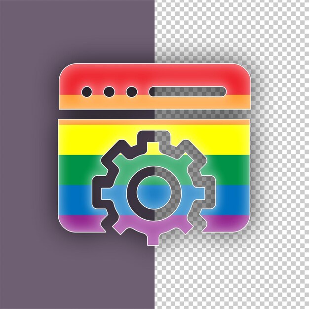 Icono de desarrollo web del orgullo LGBTQ con fondo editable